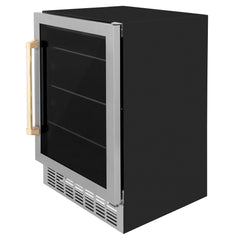 ZLINE 24" Monument 154 Can Beverage Fridge In Stainless Steel with Accents - RBV-US-24 - The Home Selection