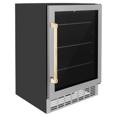 ZLINE 24" Monument 154 Can Beverage Fridge In Stainless Steel with Accents - RBV-US-24 - The Home Selection