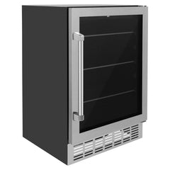 ZLINE 24" Monument 154 Can Beverage Fridge In Stainless Steel with Accents - RBV-US-24 - The Home Selection