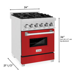 ZLINE 24” Professional DuraSnow® Dual Fuel Range RAS-SN-24 - The Home Selection