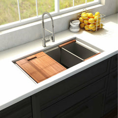 ZLINE 27 in. Garmisch Undermount Single Bowl Stainless Steel Kitchen Sink with Bottom Grid and Accessories, SLS-27 - The Home Selection
