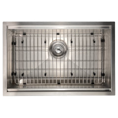 ZLINE 27 in. Garmisch Undermount Single Bowl Stainless Steel Kitchen Sink with Bottom Grid and Accessories, SLS-27 - The Home Selection