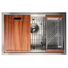 ZLINE 27 in. Garmisch Undermount Single Bowl Stainless Steel Kitchen Sink with Bottom Grid and Accessories, SLS-27 - The Home Selection