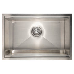ZLINE 27 in. Garmisch Undermount Single Bowl Stainless Steel Kitchen Sink with Bottom Grid and Accessories, SLS-27 - The Home Selection