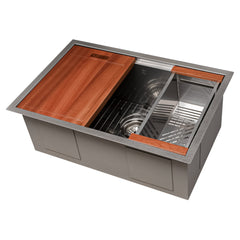 ZLINE 27 in. Garmisch Undermount Single Bowl Stainless Steel Kitchen Sink with Bottom Grid and Accessories, SLS-27 - The Home Selection