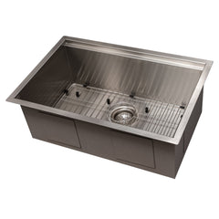 ZLINE 27 in. Garmisch Undermount Single Bowl Stainless Steel Kitchen Sink with Bottom Grid and Accessories, SLS-27 - The Home Selection