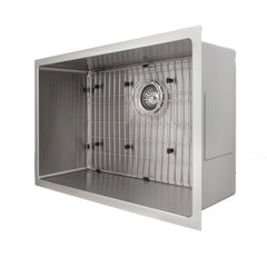 ZLINE 27 in. Meribel Undermount Single Bowl Stainless Steel Kitchen Sink with Bottom Grid, SRS-27 - The Home Selection