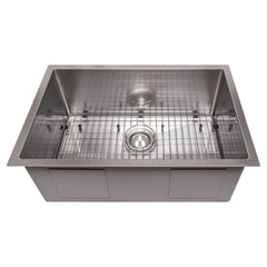 ZLINE 27 in. Meribel Undermount Single Bowl Stainless Steel Kitchen Sink with Bottom Grid, SRS-27 - The Home Selection
