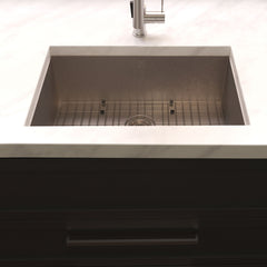 ZLINE 27 in. Meribel Undermount Single Bowl Stainless Steel Kitchen Sink with Bottom Grid, SRS-27 - The Home Selection