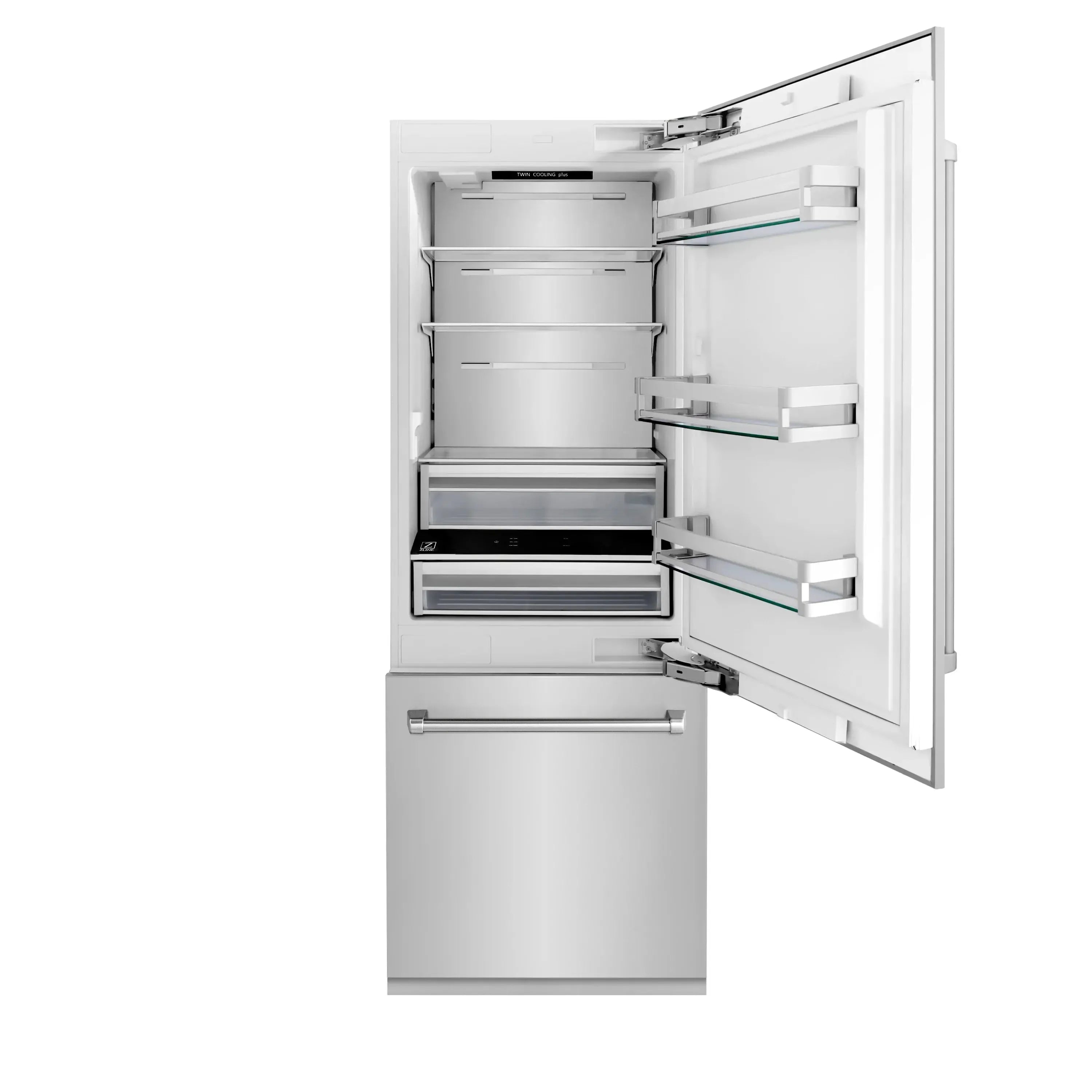 ZLINE 30" 16.1 cu. ft. Built-In 2-Door Bottom Freezer Refrigerator with Internal Water and Ice Dispenser in Stainless Steel (RBIV-304-30) - The Home Selection