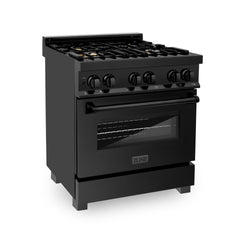 ZLINE 30" 4.0 cu. ft. Dual Fuel Range with Gas Stove and Electric Oven in Black Stainless Steel - RAB-30 - The Home Selection