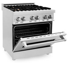 ZLINE 30" 4.0 cu. ft. Dual Fuel Range with Gas Stove and Electric Oven in Stainless Steel with Brass Burners (RA-BR-30) - The Home Selection