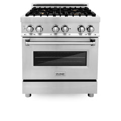 ZLINE 30" 4.0 cu. ft. Dual Fuel Range with Gas Stove and Electric Oven in Stainless Steel with Brass Burners (RA-BR-30) - The Home Selection