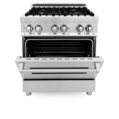 ZLINE 30" 4.0 cu. ft. Dual Fuel Range with Gas Stove and Electric Oven in Stainless Steel with Brass Burners (RA-BR-30) - The Home Selection