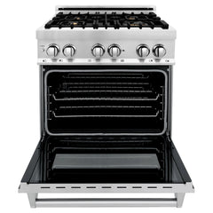ZLINE 30" 4.0 cu. ft. Dual Fuel Range with Gas Stove and Electric Oven in Stainless Steel with Brass Burners (RA-BR-30) - The Home Selection