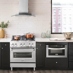 ZLINE 30" 4.0 cu. ft. Dual Fuel Range with Gas Stove and Electric Oven in Stainless Steel with Brass Burners (RA-BR-30) - The Home Selection