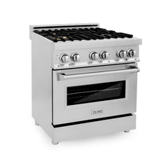 ZLINE 30" 4.0 cu. ft. Dual Fuel Range with Gas Stove and Electric Oven in Stainless Steel with Brass Burners (RA-BR-30) - The Home Selection