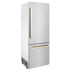ZLINE 30" Autograph Edition 16.1 cu. ft. Built-in 2-Door Bottom Freezer Refrigerator with Internal Water and Ice Dispenser in Stainless Steel (RBIVZ-304-30) - The Home Selection