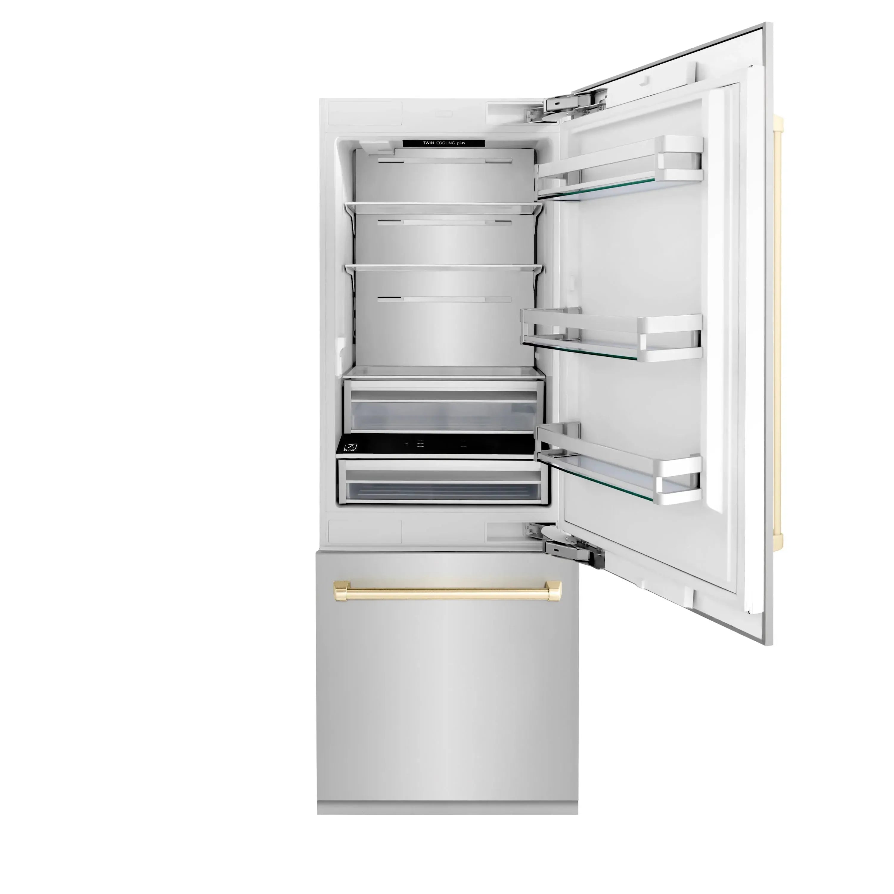 ZLINE 30" Autograph Edition 16.1 cu. ft. Built-in 2-Door Bottom Freezer Refrigerator with Internal Water and Ice Dispenser in Stainless Steel (RBIVZ-304-30) - The Home Selection