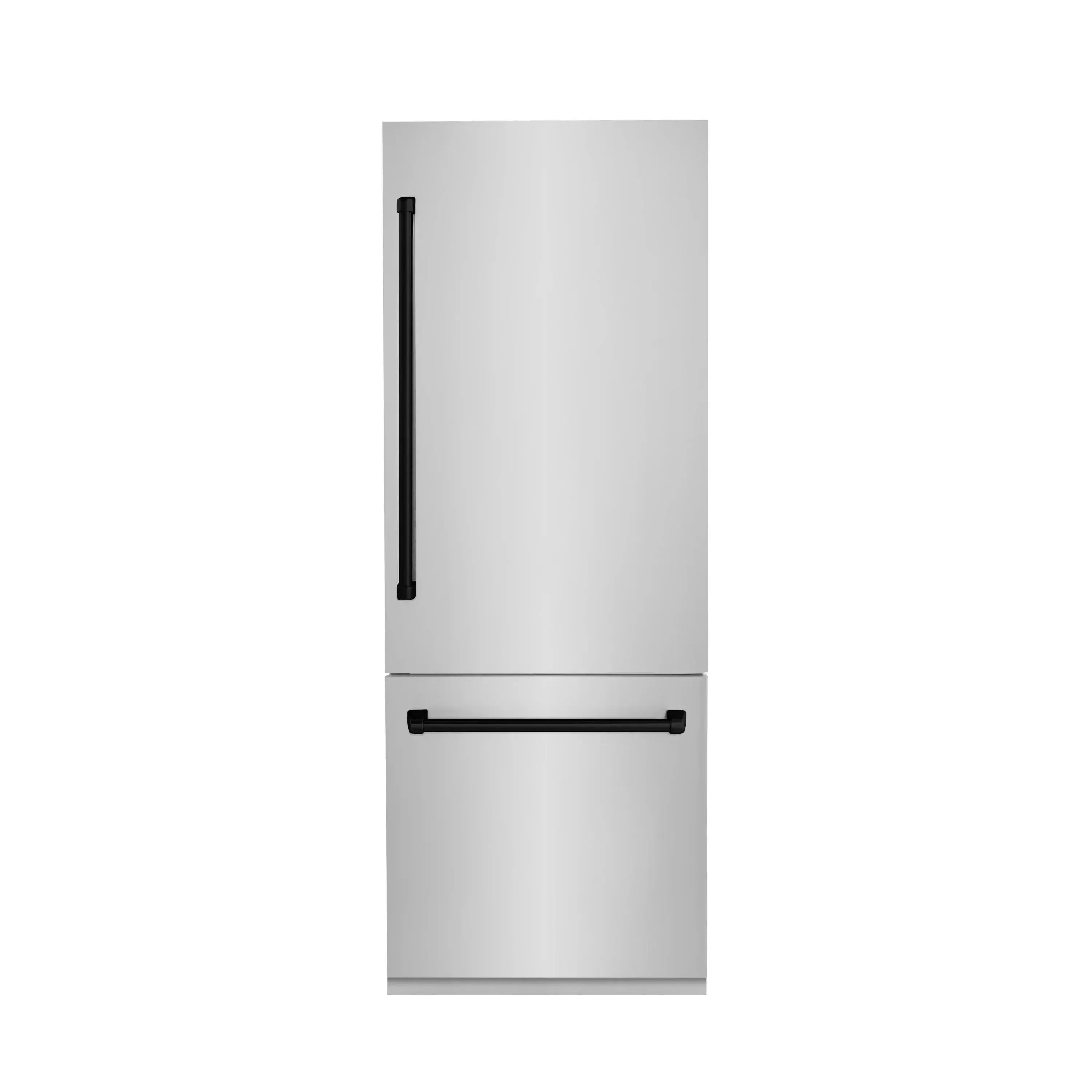 ZLINE 30" Autograph Edition 16.1 cu. ft. Built-in 2-Door Bottom Freezer Refrigerator with Internal Water and Ice Dispenser in Stainless Steel with Matte Black Accents (RBIVZ-304-30-MB) - The Home Selection