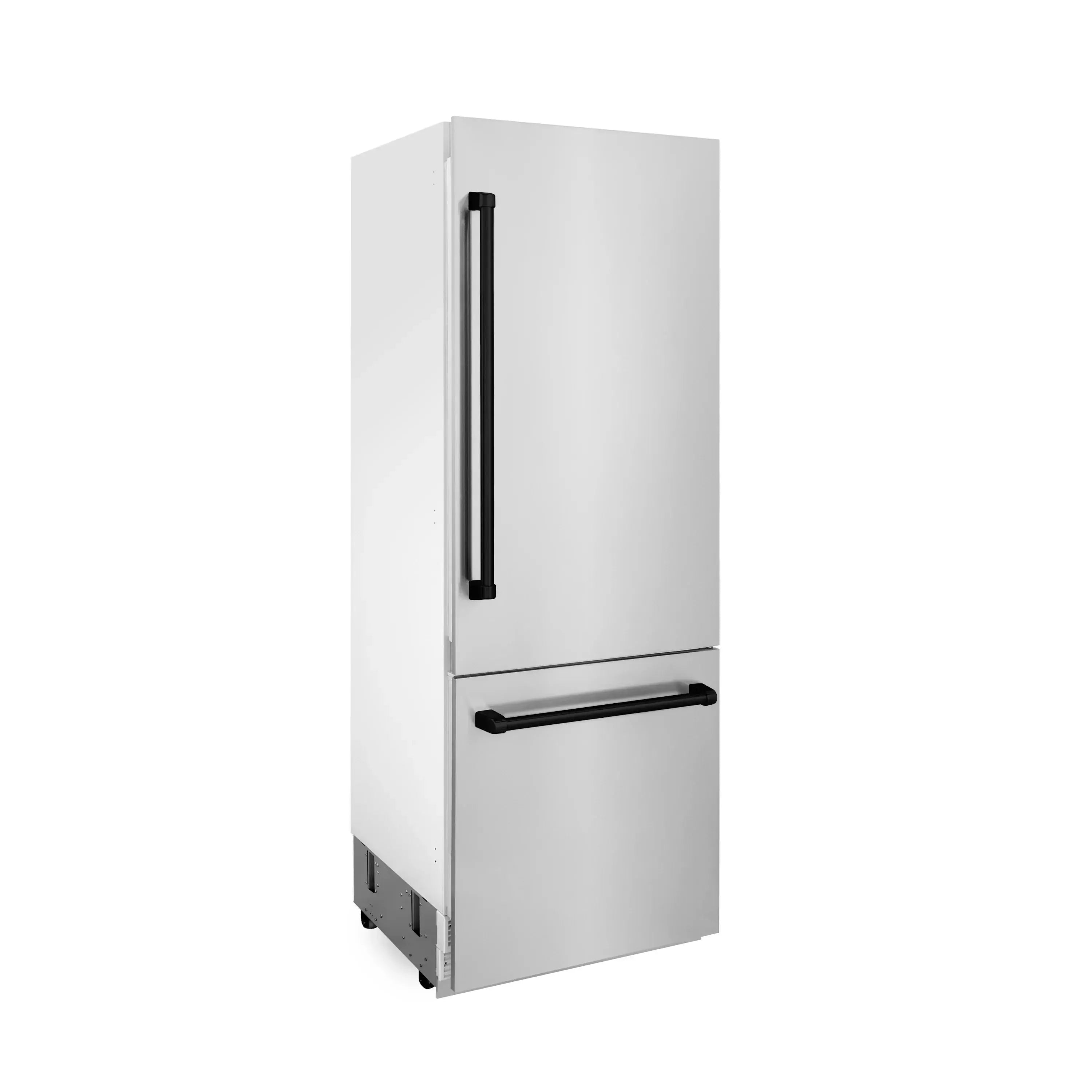 ZLINE 30" Autograph Edition 16.1 cu. ft. Built-in 2-Door Bottom Freezer Refrigerator with Internal Water and Ice Dispenser in Stainless Steel with Matte Black Accents (RBIVZ-304-30-MB) - The Home Selection