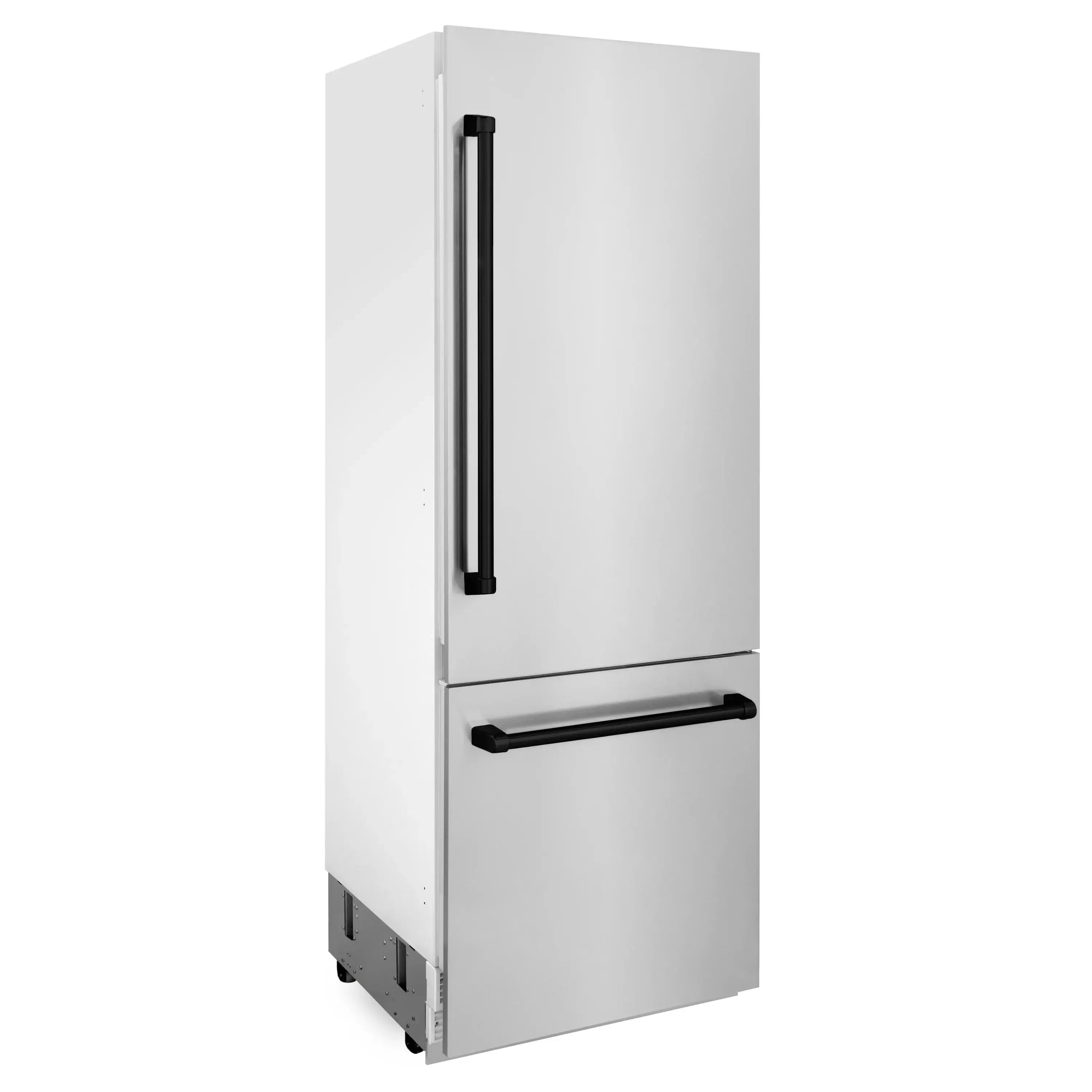 ZLINE 30" Autograph Edition 16.1 cu. ft. Built-in 2-Door Bottom Freezer Refrigerator with Internal Water and Ice Dispenser in Stainless Steel with Matte Black Accents (RBIVZ-304-30-MB) - The Home Selection