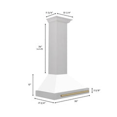 ZLINE 30" Autograph Edition DuraSnow® Stainless Steel Range Hood with White Matte Shell (KB4SNZ-WM30) - The Home Selection