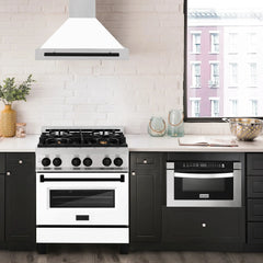 ZLINE 30" Autograph Edition DuraSnow® Stainless Steel Range Hood with White Matte Shell (KB4SNZ-WM30) - The Home Selection