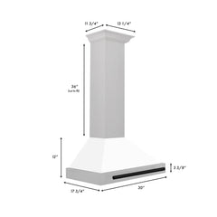 ZLINE 30" Autograph Edition DuraSnow® Stainless Steel Range Hood with White Matte Shell (KB4SNZ-WM30) - The Home Selection