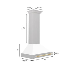 ZLINE 30" Autograph Edition DuraSnow® Stainless Steel Range Hood with White Matte Shell (KB4SNZ-WM30) - The Home Selection