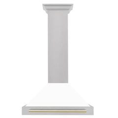 ZLINE 30" Autograph Edition DuraSnow® Stainless Steel Range Hood with White Matte Shell (KB4SNZ-WM30) - The Home Selection