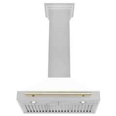 ZLINE 30" Autograph Edition DuraSnow® Stainless Steel Range Hood with White Matte Shell (KB4SNZ-WM30) - The Home Selection