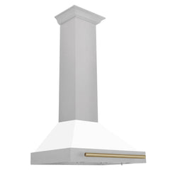 ZLINE 30" Autograph Edition DuraSnow® Stainless Steel Range Hood with White Matte Shell (KB4SNZ-WM30) - The Home Selection