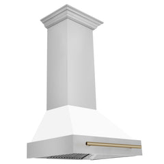 ZLINE 30" Autograph Edition Stainless Steel Range Hood with White Matte Shell and Accents - 8654STZ-WM30 - The Home Selection
