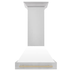 ZLINE 30" Autograph Edition Stainless Steel Range Hood with White Matte Shell and Accents - 8654STZ-WM30 - The Home Selection