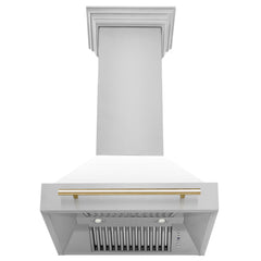 ZLINE 30" Autograph Edition Stainless Steel Range Hood with White Matte Shell and Accents - 8654STZ-WM30 - The Home Selection