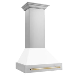 ZLINE 30" Autograph Edition Stainless Steel Range Hood with White Matte Shell and Accents - 8654STZ-WM30 - The Home Selection
