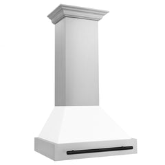 ZLINE 30" Autograph Edition Stainless Steel Range Hood with White Matte Shell and Accents - 8654STZ-WM30 - The Home Selection
