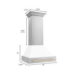 ZLINE 30" Autograph Edition Stainless Steel Range Hood with White Matte Shell and Accents - 8654STZ-WM30 - The Home Selection