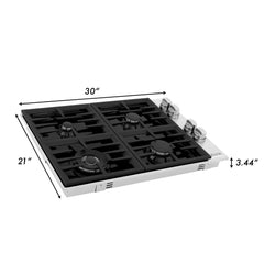 ZLINE 30" Dropin Gas Stovetop with 4 Gas Burners and Black Porcelain Top - RC30-PBT - The Home Selection