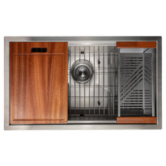 ZLINE 30 in. Garmisch Undermount Single Bowl Stainless Steel Kitchen Sink with Bottom Grid and Accessories, SLS-30 - The Home Selection