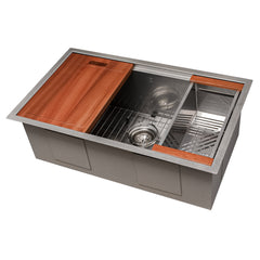 ZLINE 30 in. Garmisch Undermount Single Bowl Stainless Steel Kitchen Sink with Bottom Grid and Accessories, SLS-30 - The Home Selection