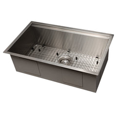 ZLINE 30 in. Garmisch Undermount Single Bowl Stainless Steel Kitchen Sink with Bottom Grid and Accessories, SLS-30 - The Home Selection