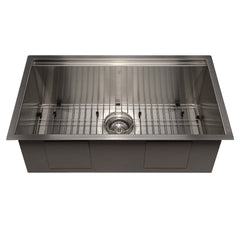 ZLINE 30 in. Garmisch Undermount Single Bowl Stainless Steel Kitchen Sink with Bottom Grid and Accessories, SLS-30 - The Home Selection