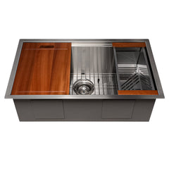 ZLINE 30 in. Garmisch Undermount Single Bowl Stainless Steel Kitchen Sink with Bottom Grid and Accessories, SLS-30 - The Home Selection