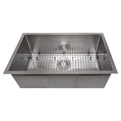 ZLINE 30 in. Meribel Undermount Single Bowl Stainless Steel Kitchen Sink with Bottom Grid, SRS-30 - The Home Selection