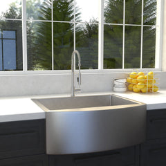 ZLINE 30 in. Zermatt Farmhouse Apron Mount Single Bowl Stainless Steel Kitchen Sink with Bottom Grid, SAS-30 - The Home Selection
