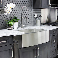 ZLINE 30 in. Zermatt Farmhouse Apron Mount Single Bowl Stainless Steel Kitchen Sink with Bottom Grid, SAS-30 - The Home Selection