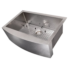 ZLINE 30 in. Zermatt Farmhouse Apron Mount Single Bowl Stainless Steel Kitchen Sink with Bottom Grid, SAS-30 - The Home Selection