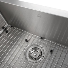 ZLINE 30 in. Zermatt Farmhouse Apron Mount Single Bowl Stainless Steel Kitchen Sink with Bottom Grid, SAS-30 - The Home Selection